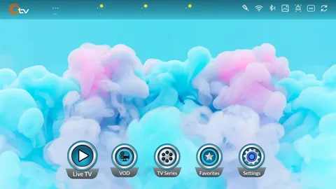 Home screen with a blue background